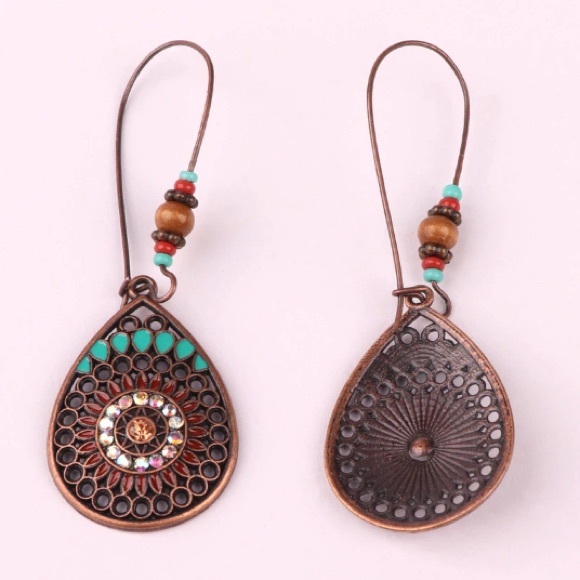 NEW💙💎GORGEOUS BRONZE🌈COLORFUL TEARDROPS💎💙BOHO - Picture 5 of 8